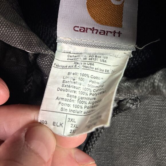VTG Carhartt J03 Black Thermal Lined Traditional Duck Active Jacket Sz 2XL Logo - Picture 4 of 11